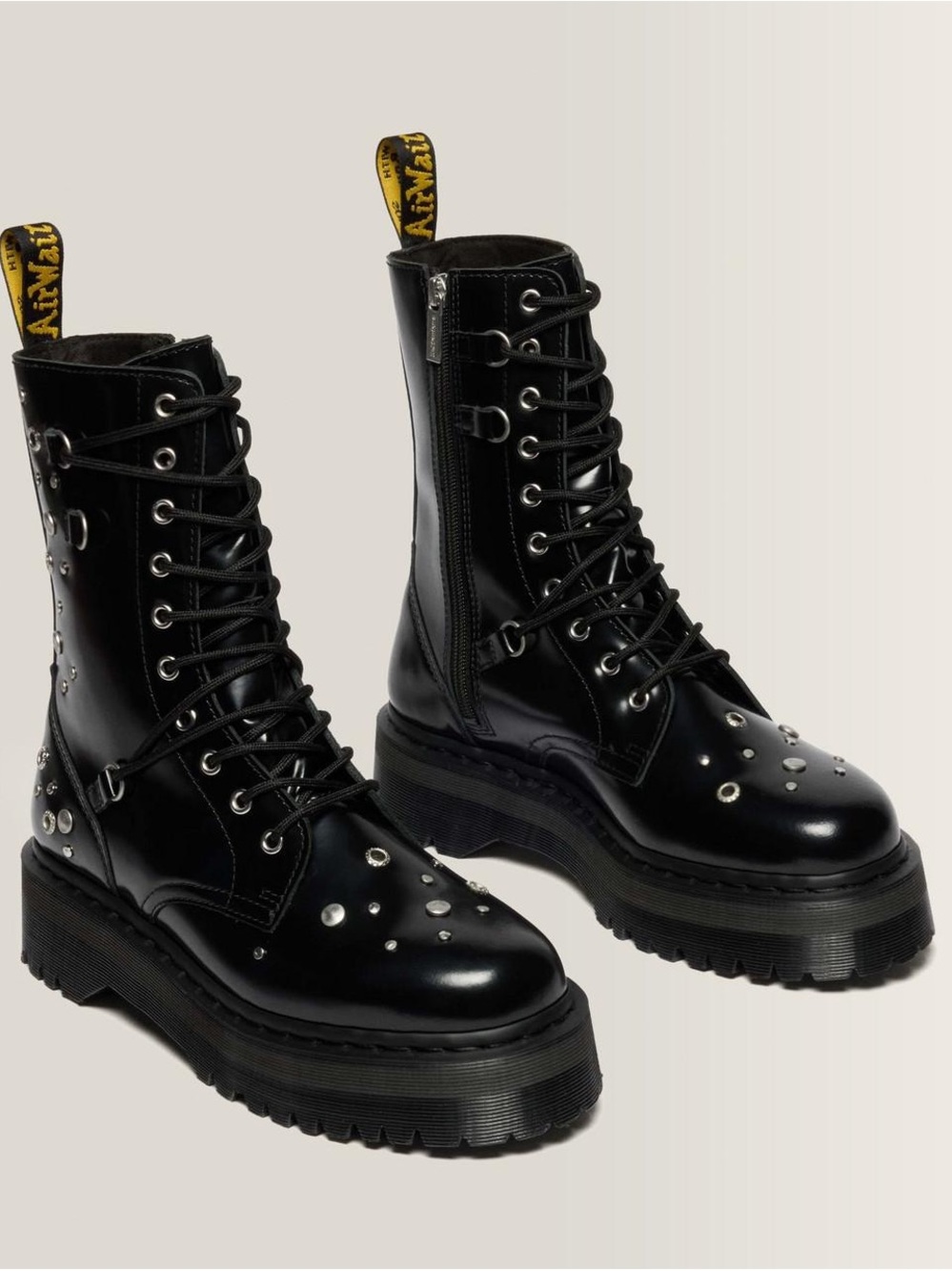 Dr. Martens JADON HI STUDDED BUTTERO LEATHER PLATFORM BOOTS - Picture 5 of 12
